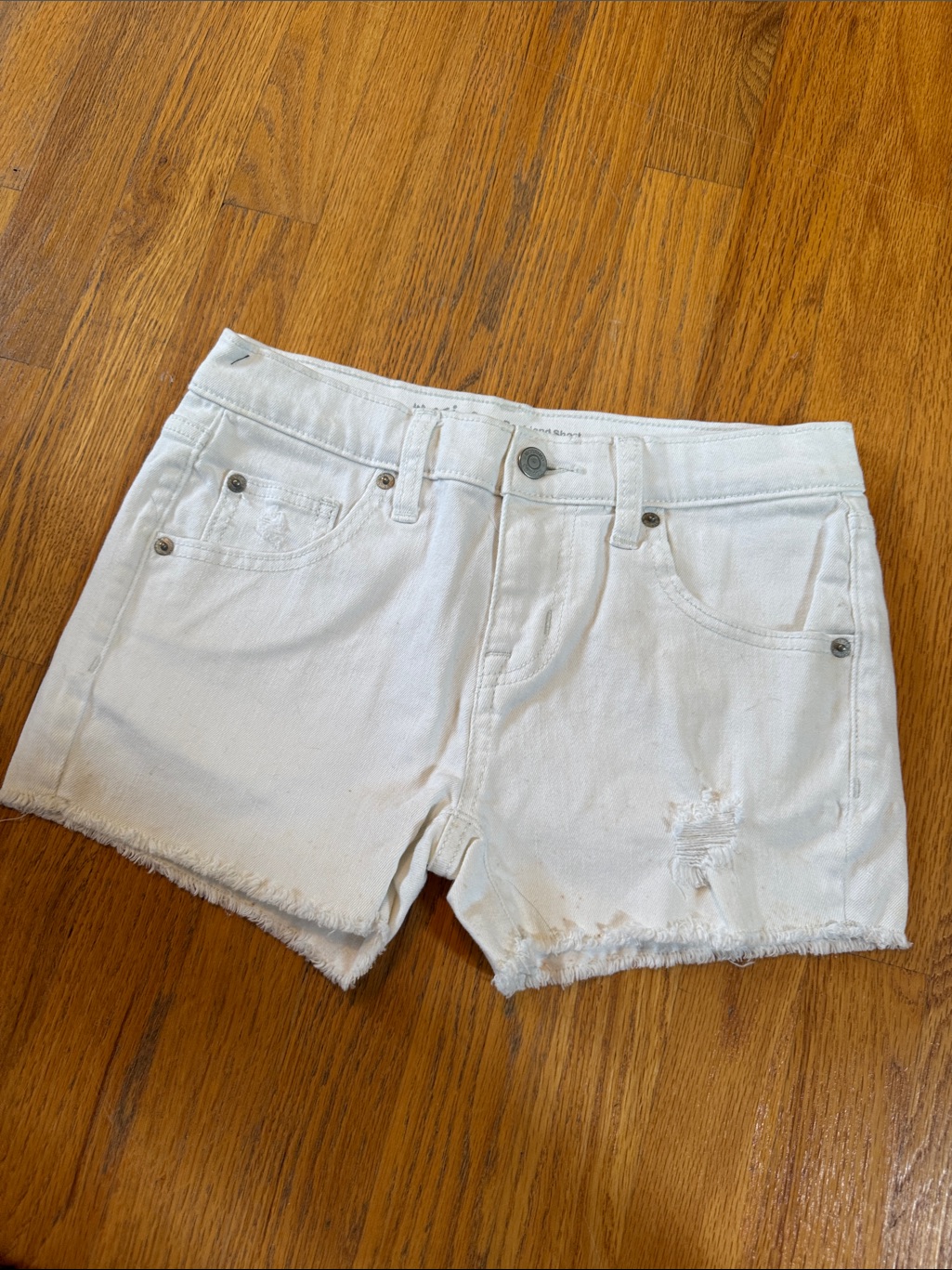 White Denim Frayed Hem Jean Shorts